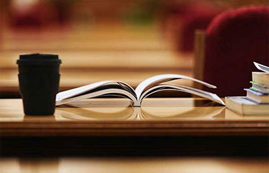 Open book on table
